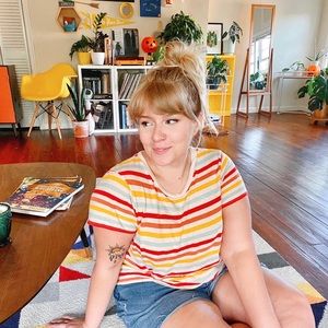 Madewell Lo Fi Tee Jay Stripe Rainbow